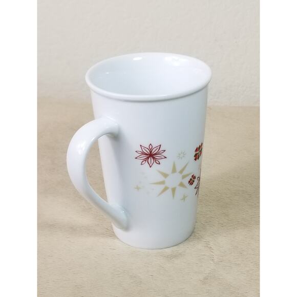 Starbucks Holiday Coffee Mug 12oz Teacup Christmas 2013 White Red 4 3/4" - Picture 6 of 13
